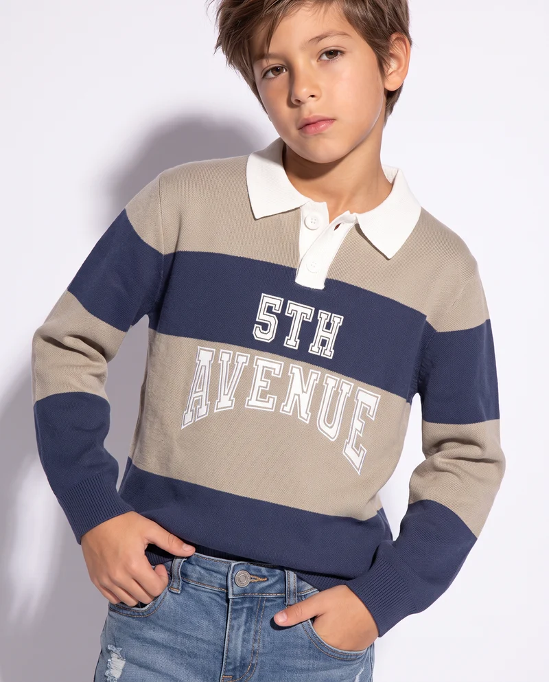 Maglioncino polo rigato oversize sportivo - Righe