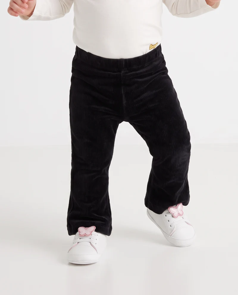Leggings in velluto a zampa casual - Nero