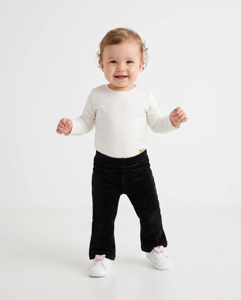Leggings in velluto a zampa casual - Nero