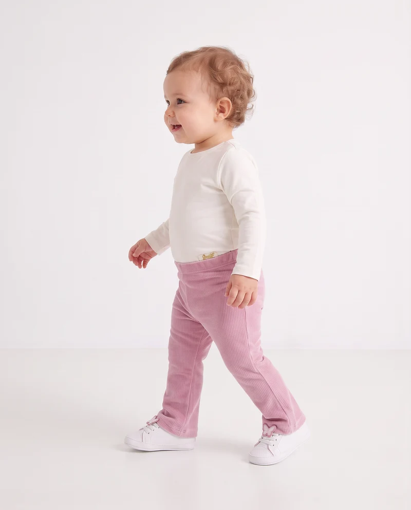 Leggings in velluto a zampa casual - Rosa polvere