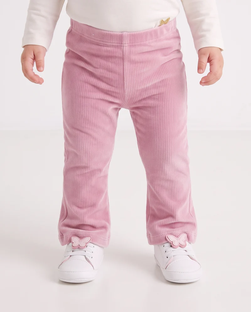 Leggings in velluto a zampa casual - Rosa polvere