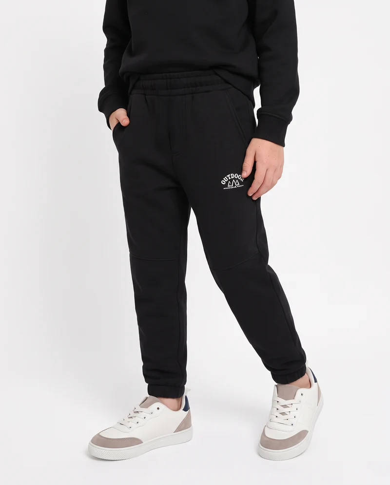 Jogger Garzato in Felpa Misto Cotone - Nero