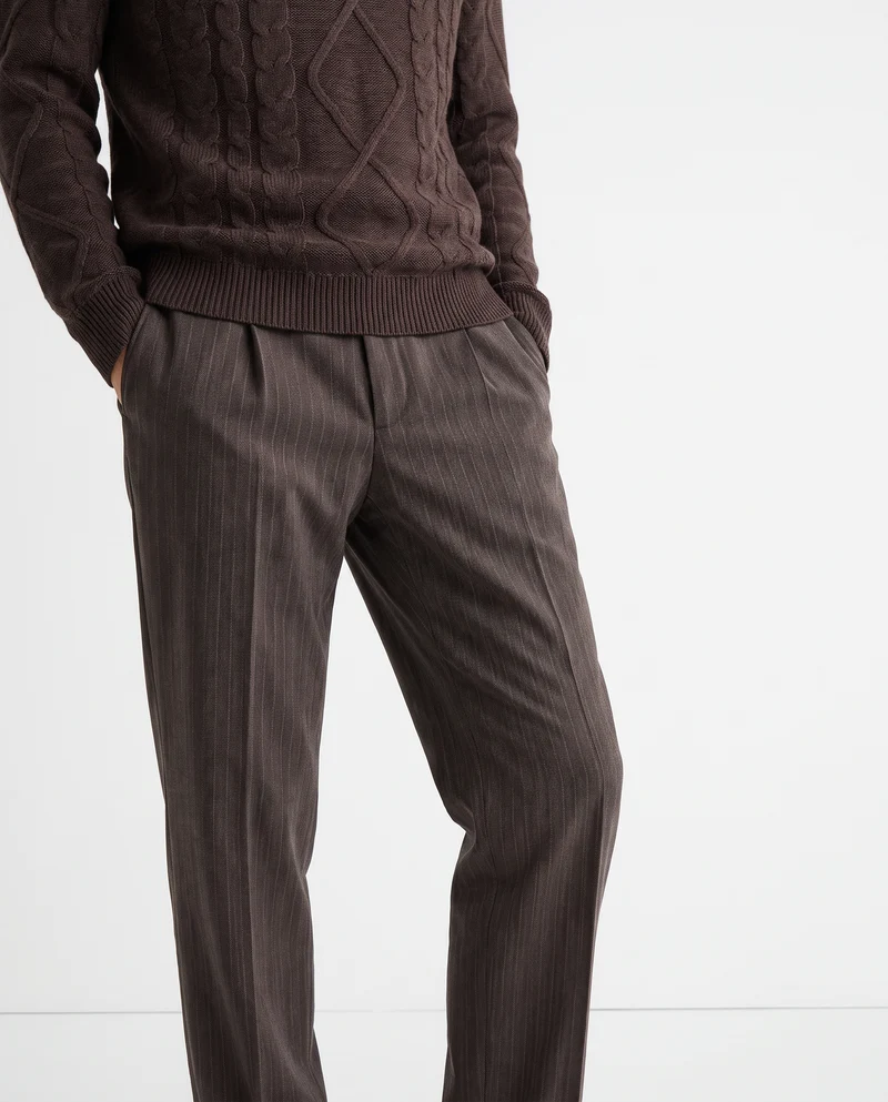 Pantaloni Formal Fit a Spina di Pesce - Moro