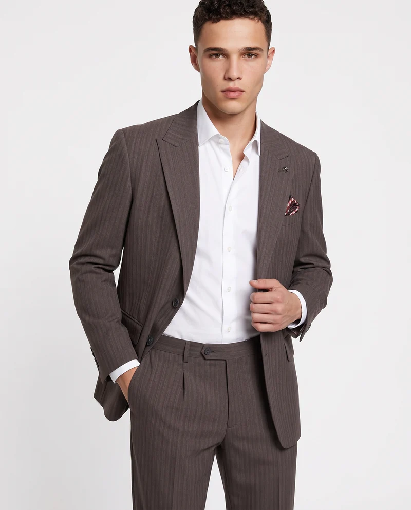 Blazer Strutturato Formale con Pochette - Moro