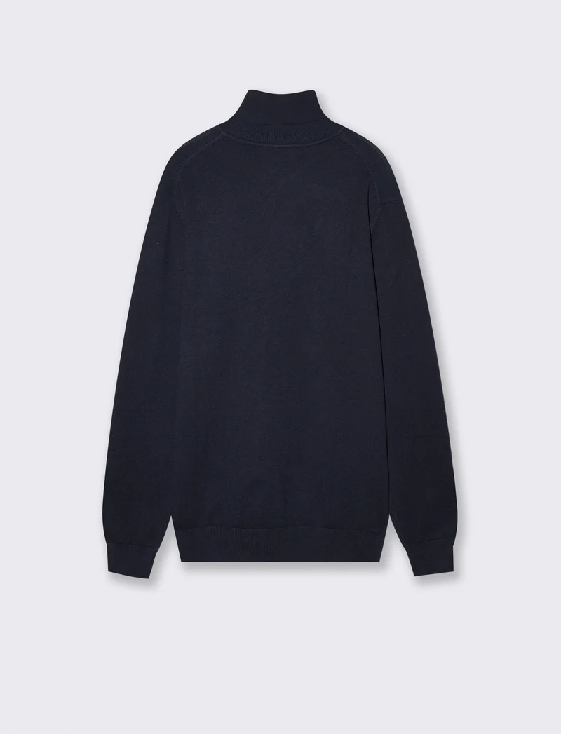 Maglia Collo Alto Misto Viscosa Basic - Blu
