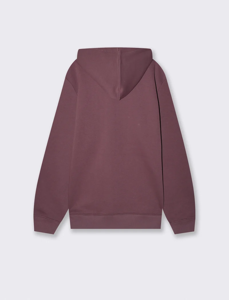 Felpa Basic con Cappuccio e Tasca Marsupio - Bordeaux