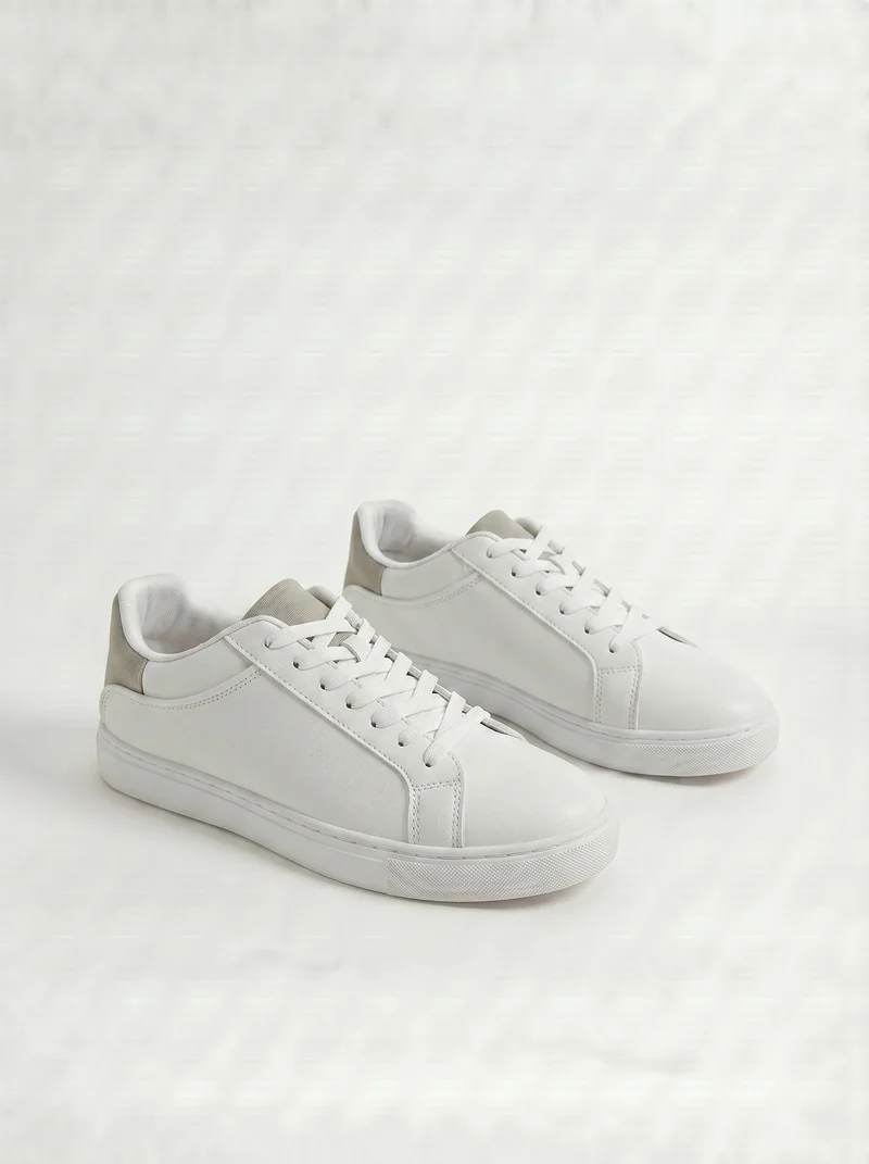 Sneakers minimal uomo bianche e grigie - Bianco