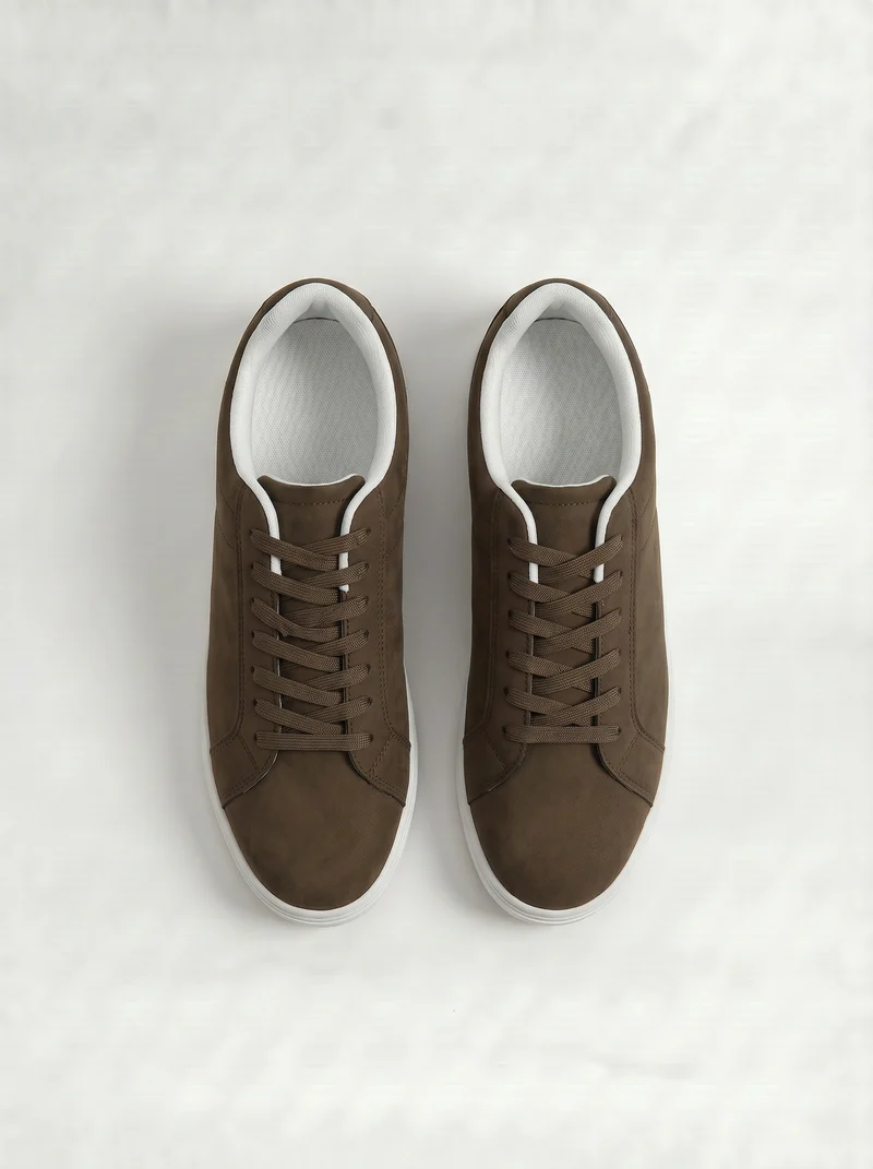Sneakers minimal da uomo in poliuretano - Marrone