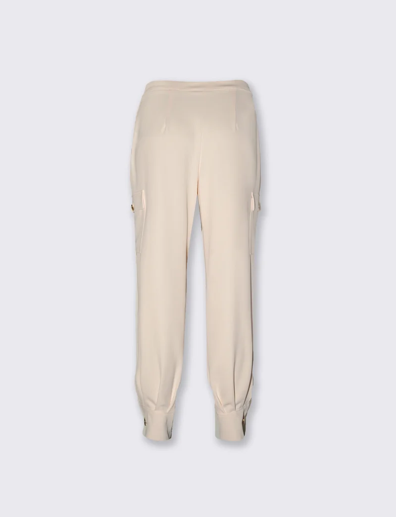 Pantaloni cargo vita alta con tasconi donna - Bianco