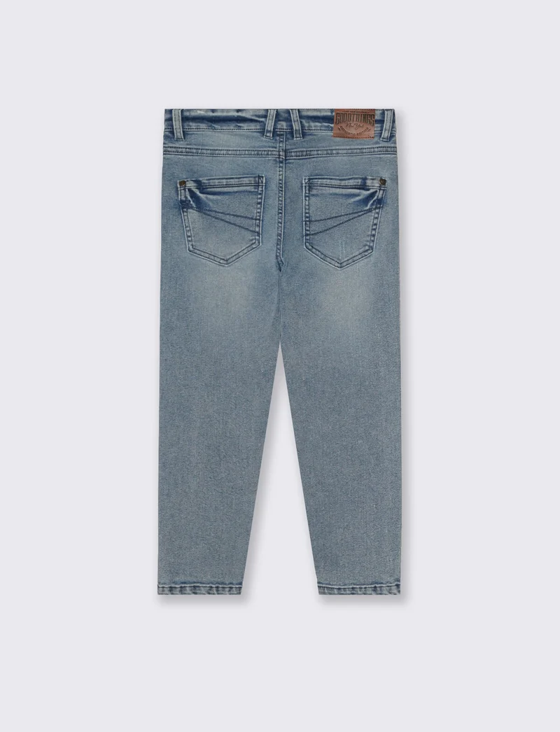 Jogging denim skinny con stile college - Denim chiaro