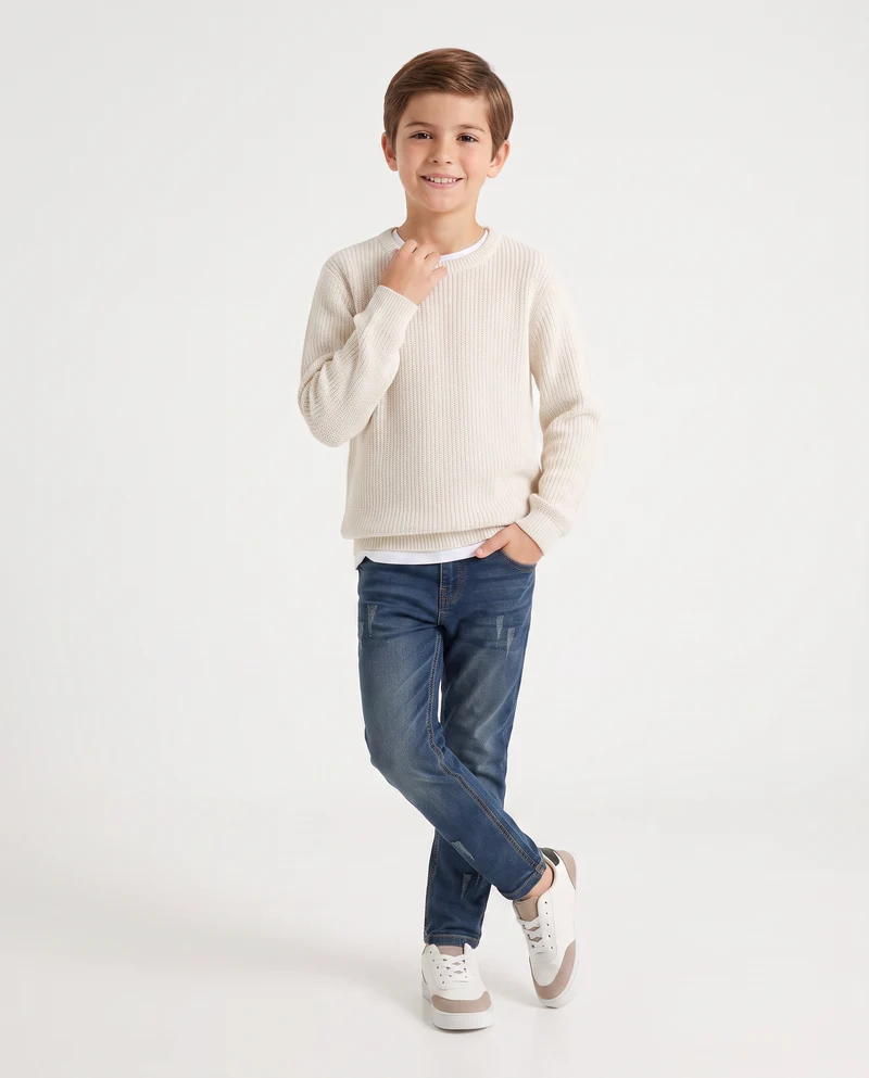 Jogging denim skinny con stile college - DENIM SCURO