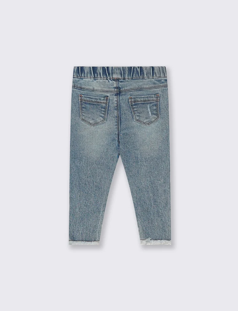 Jeans slim con elastico e tasche finte - Denim chiaro