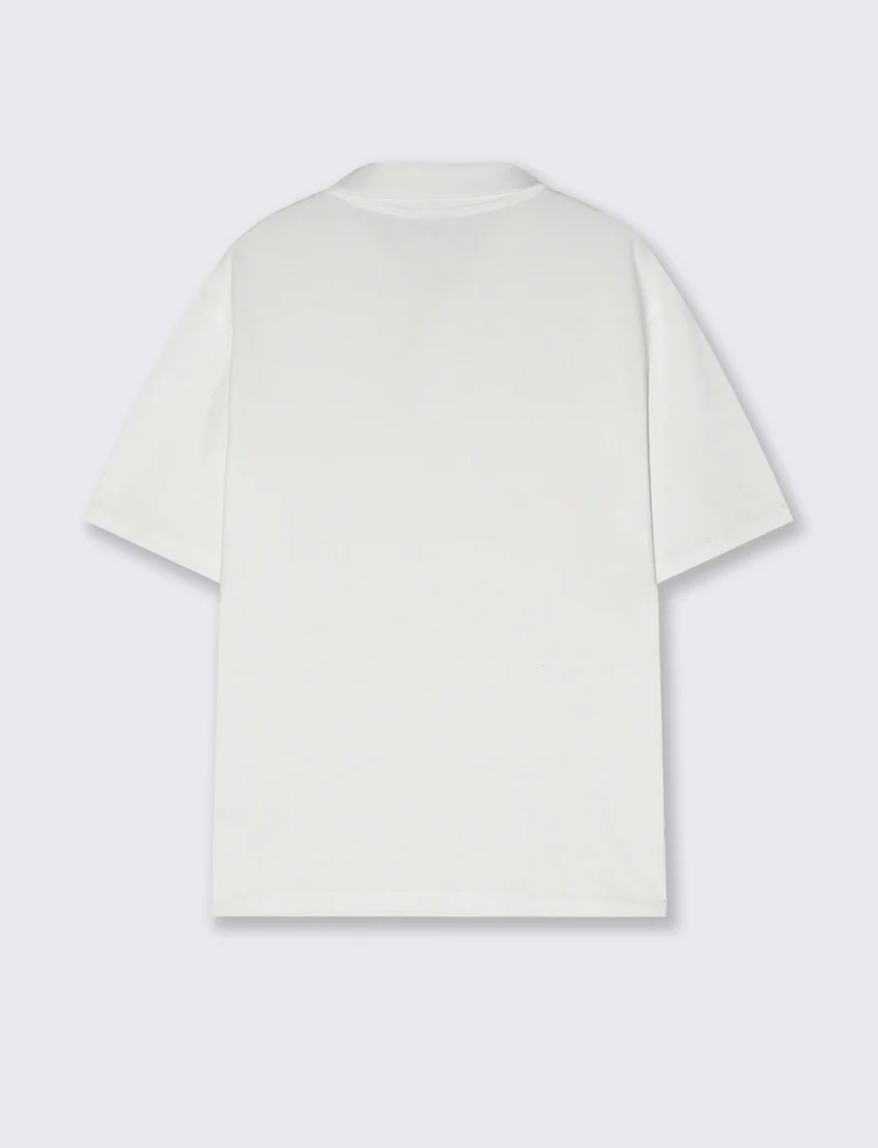 Polo Collo Derby in Micro Waffle - Bianco