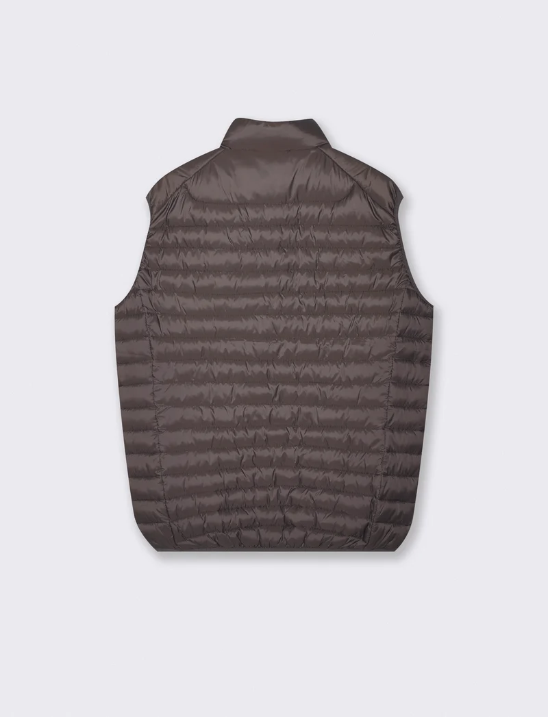 Giubbotto gilet piumino imbottito con cerniera - Moro