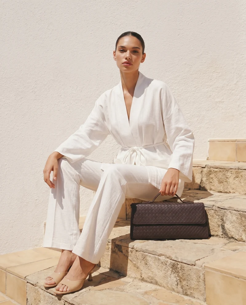 Pantalone Dritto Morbido con Coulisse - Bianco latte