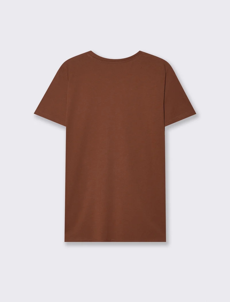 T-Shirt Basic in Cotone - Marrone cioccolato