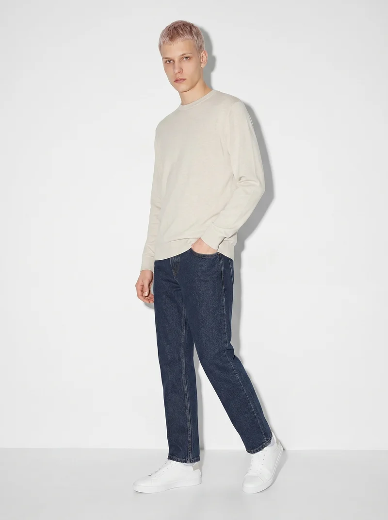 Maglia girocollo in puro cotone premium - Sabbia