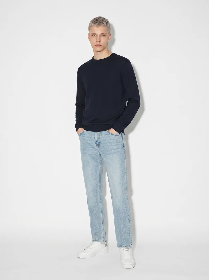 Maglia girocollo in puro cotone premium - Blu