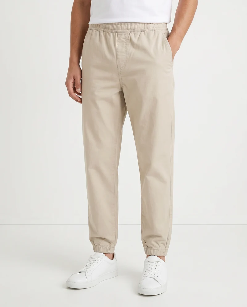 Pantaloni jogger con vita regolabile - Beige
