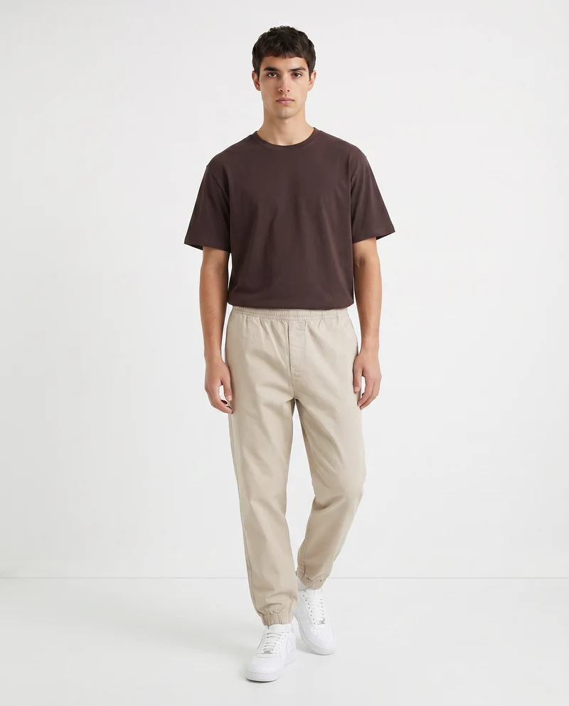 Pantaloni jogger con vita regolabile - Beige