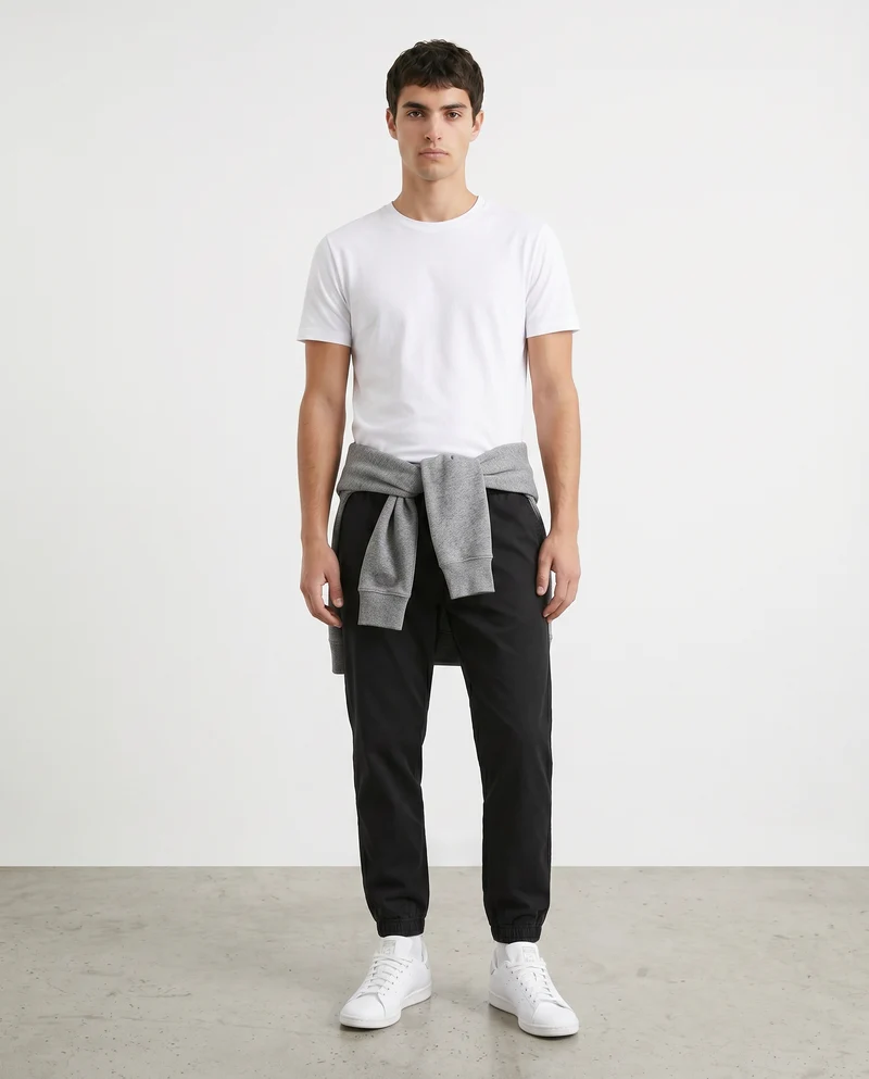 Pantaloni jogger con vita regolabile - Nero