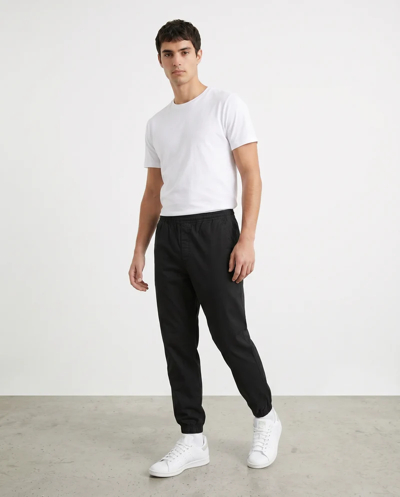 Pantaloni jogger con vita regolabile - Nero