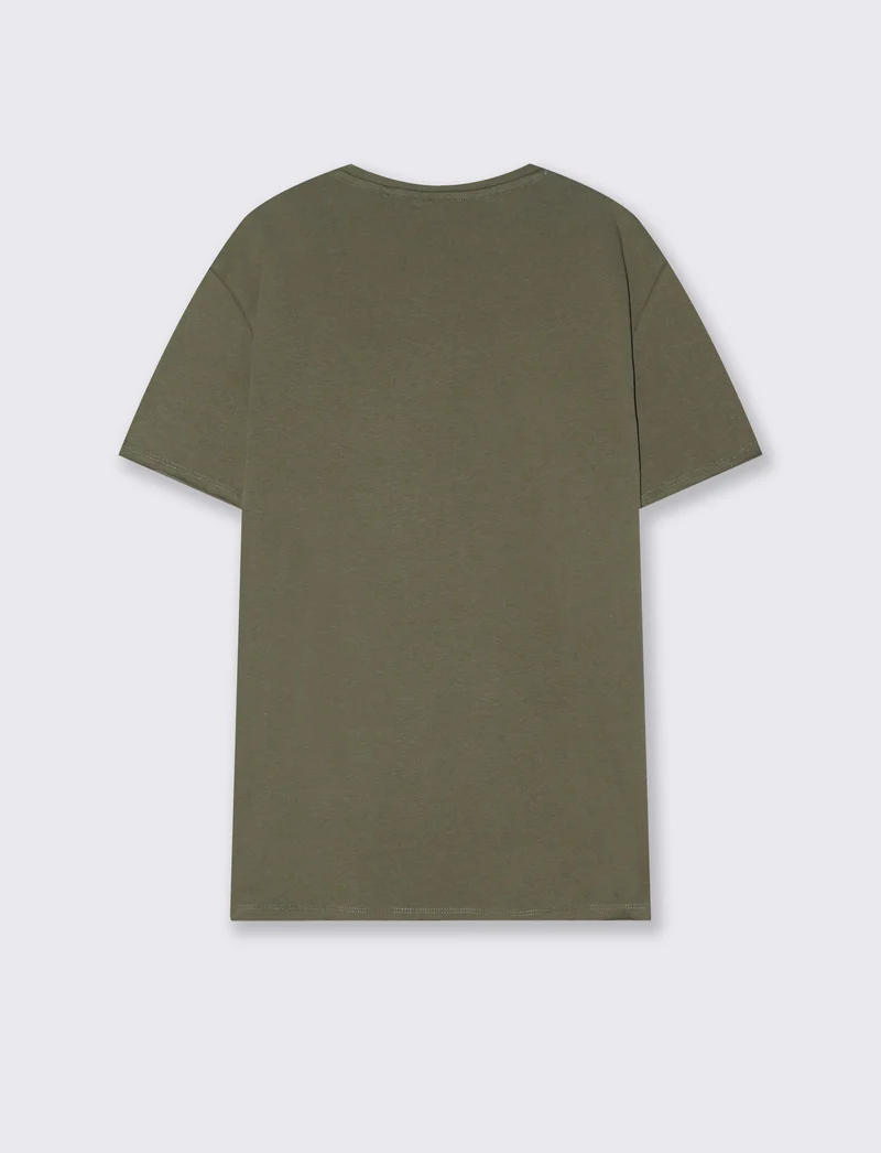 T-shirt Orli regular fit con orli vivi - Verde kaki