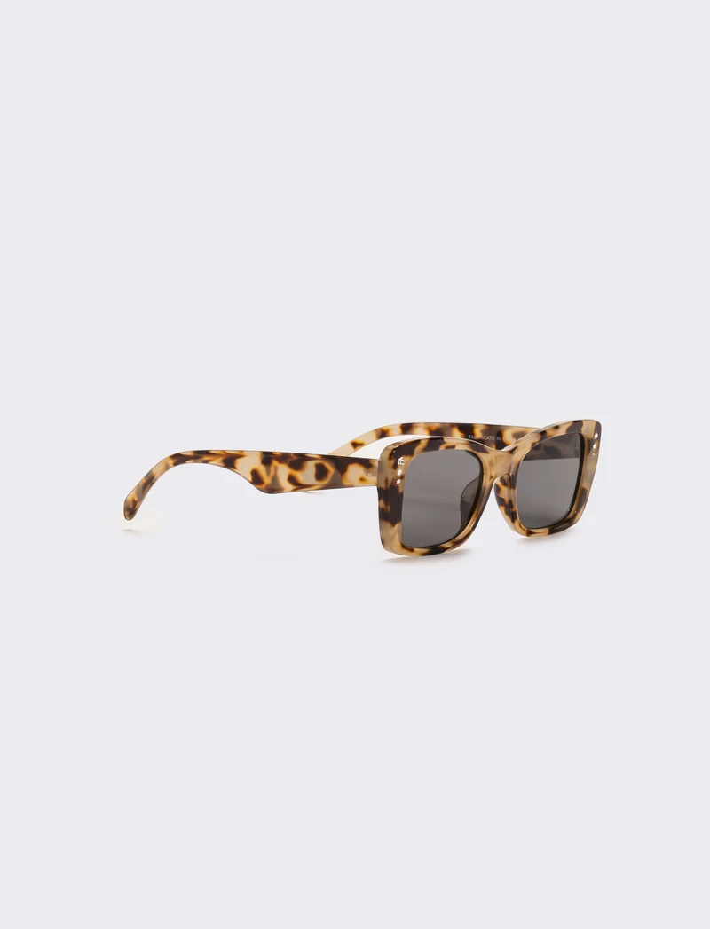 Occhiali da sole quadrati con strass donna - Beige