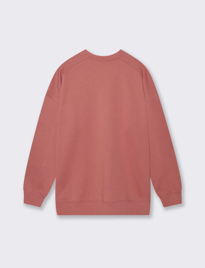 Felpa Basic Girocollo Oversize - Rosso mattone