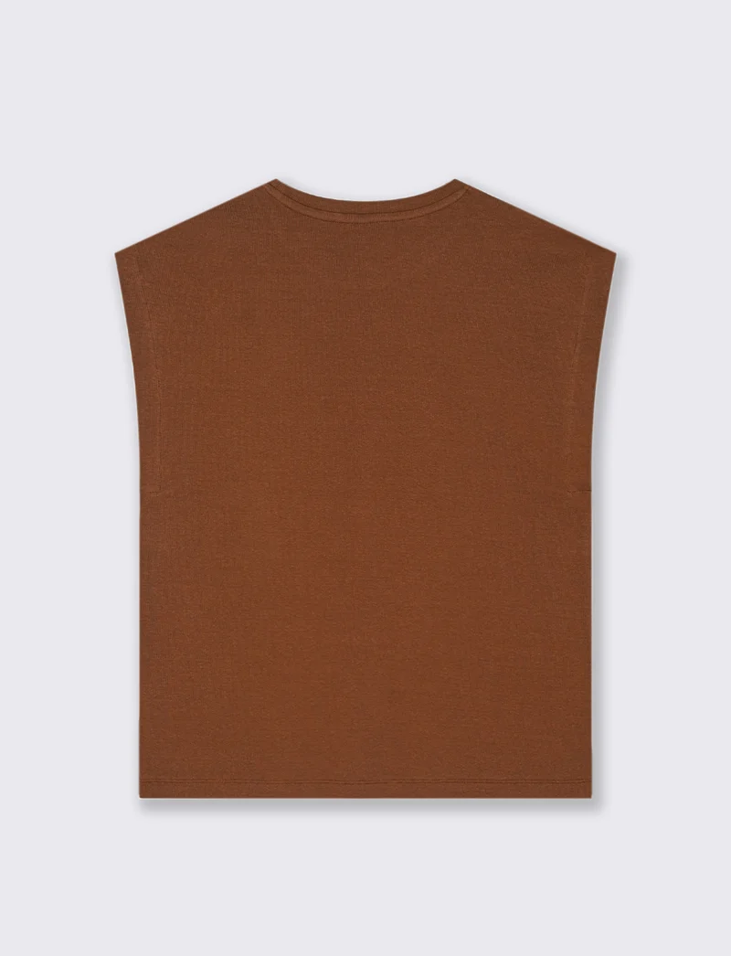 T-SHIRT A COSTE - Marrone tabacco