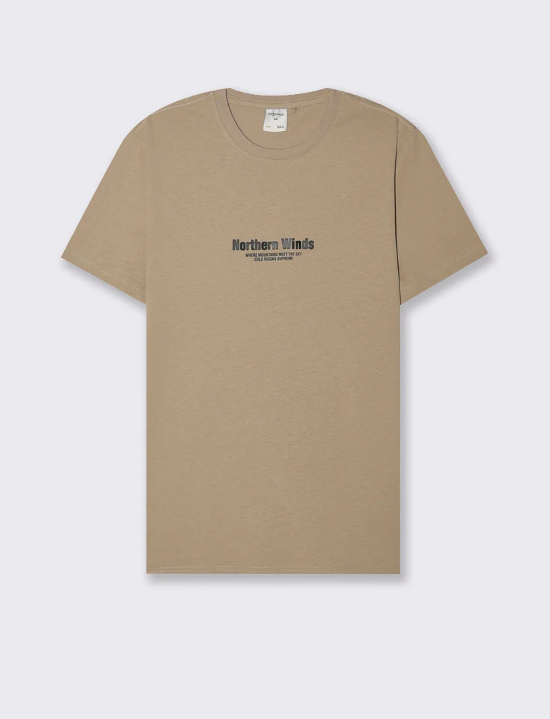T-SHIRT IN COTONE CON STAMPA A RILIEVO - Beige
