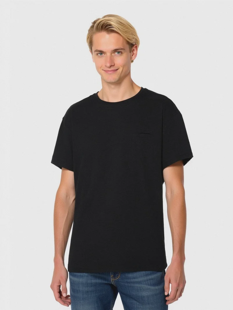 T-SHIRT COTONE SLUB LOOSE FIT - Nero