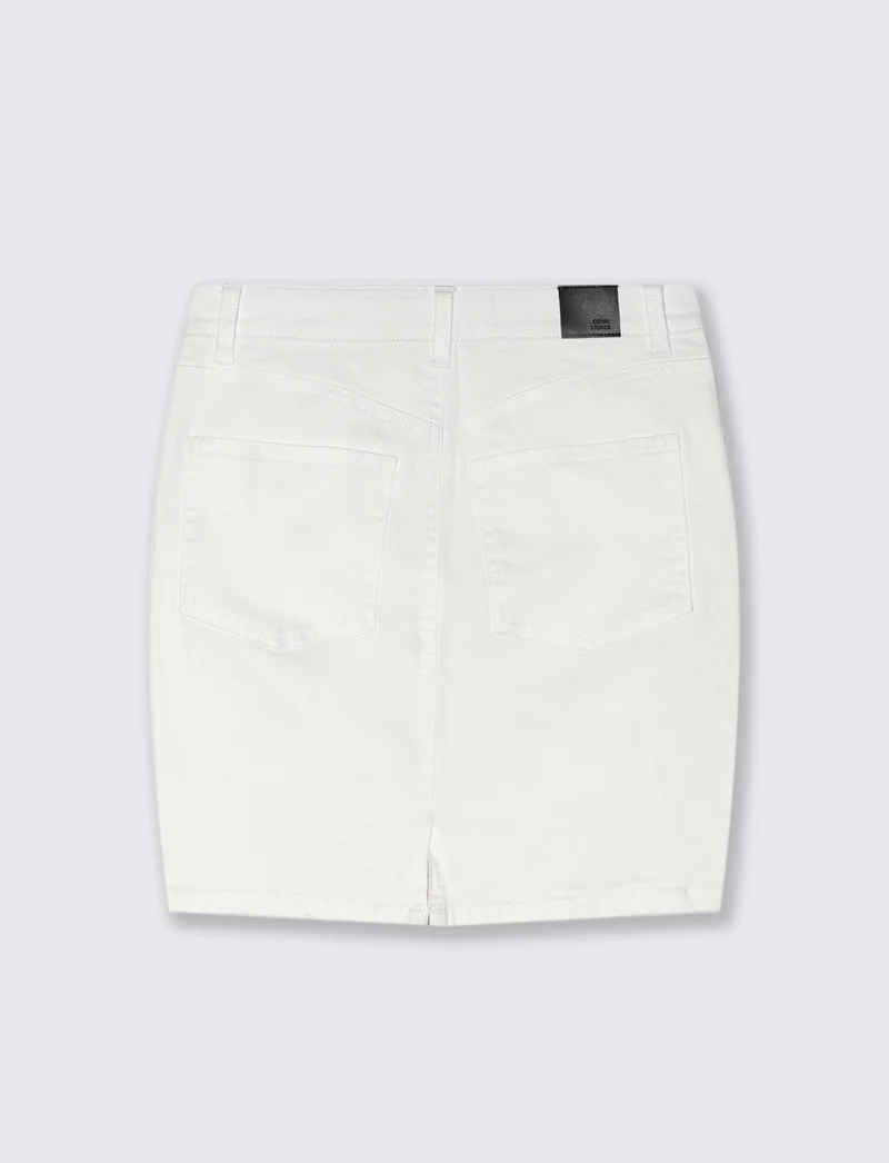 GONNA CORTA IN DENIM - Bianco