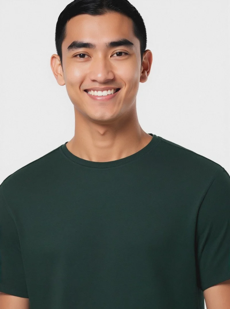 T-SHIRT BASIC IN COTONE REGULAR FIT - Verde scuro