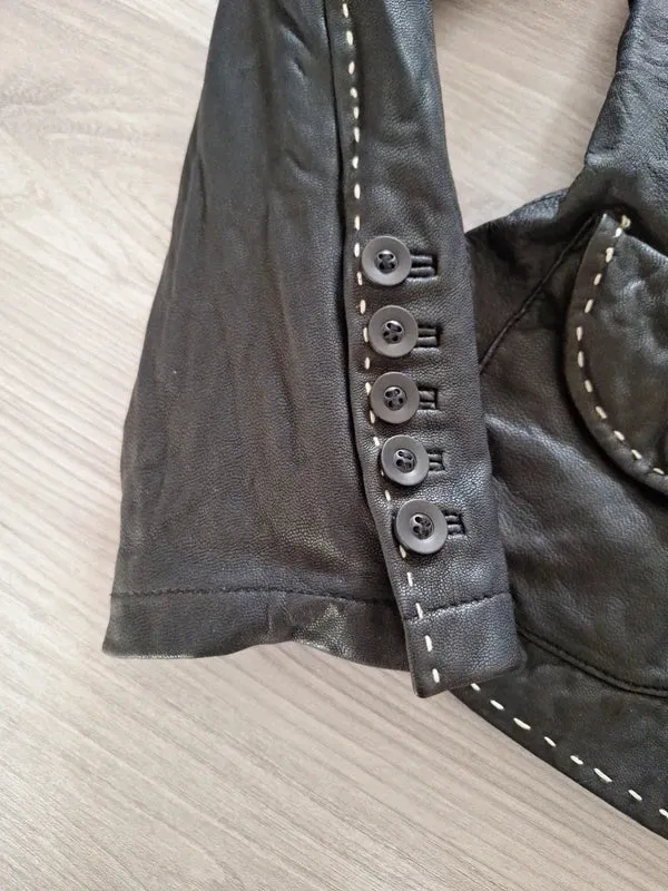 Bandolera Lederblazer Ziernähte 38