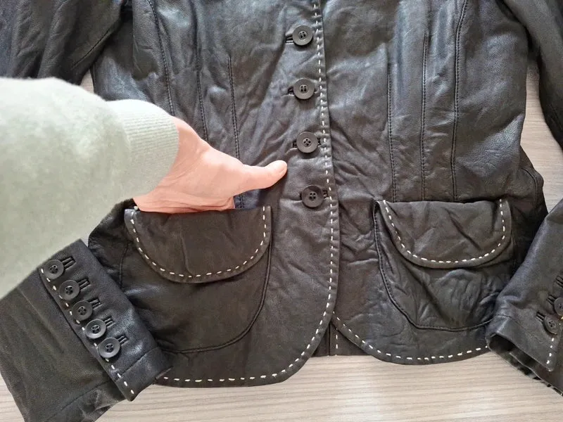 Bandolera Lederblazer Ziernähte 38