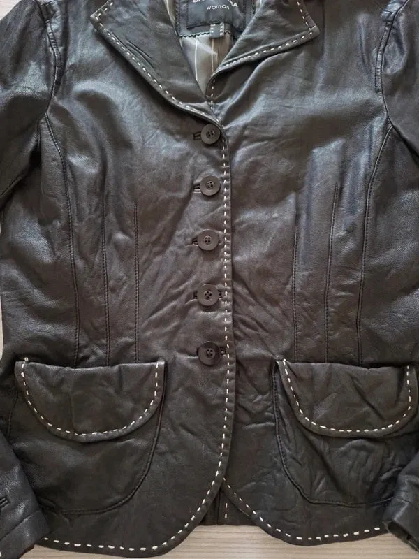 Bandolera Lederblazer Ziernähte 38