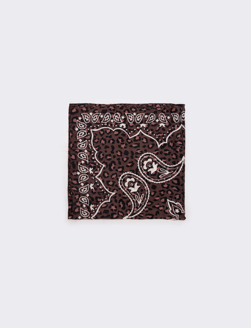Foulard 70x70 paisley e leopardato - Moro