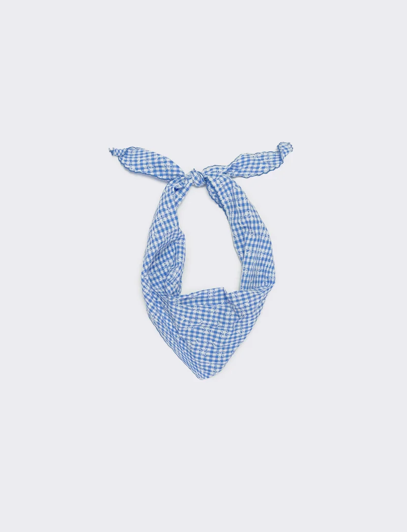 Foulard triangolino vichy elegante e chic - Celeste