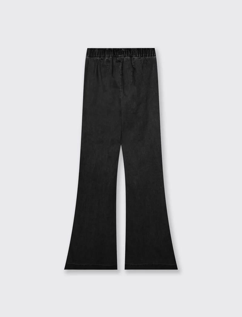 Pantalone Flare con Elastico in Vita - Nero