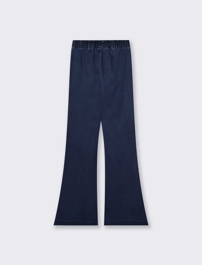 Pantalone Flare con Elastico in Vita - DENIM SCURO