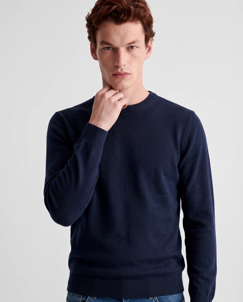 Maglia Girocollo Basic in Filato Comfort - Blu