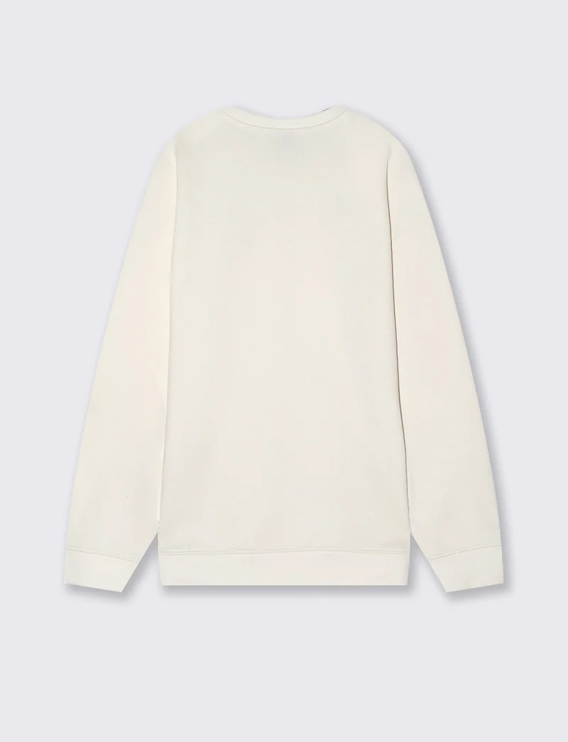 Felpa girocollo relaxed fit in cotone - Bianco