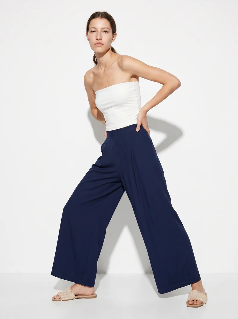 Pantalone palazzo donna vestibilità morbida - Blu