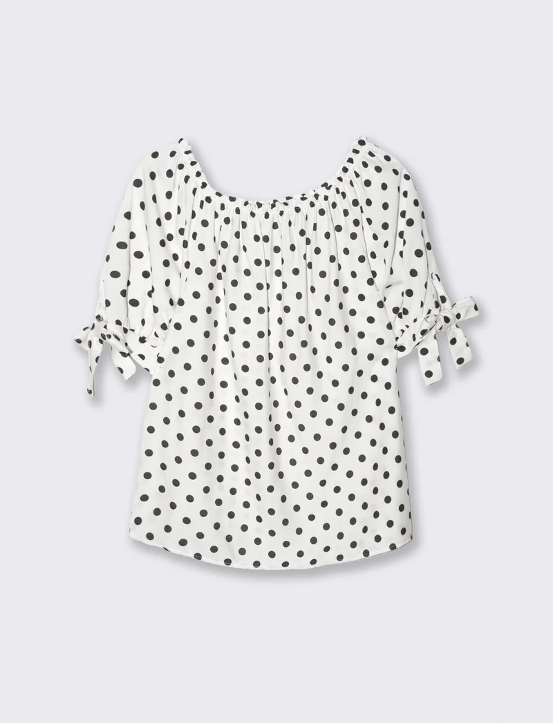 Casacca donna manica corta scollo a barca - Bianco-nero