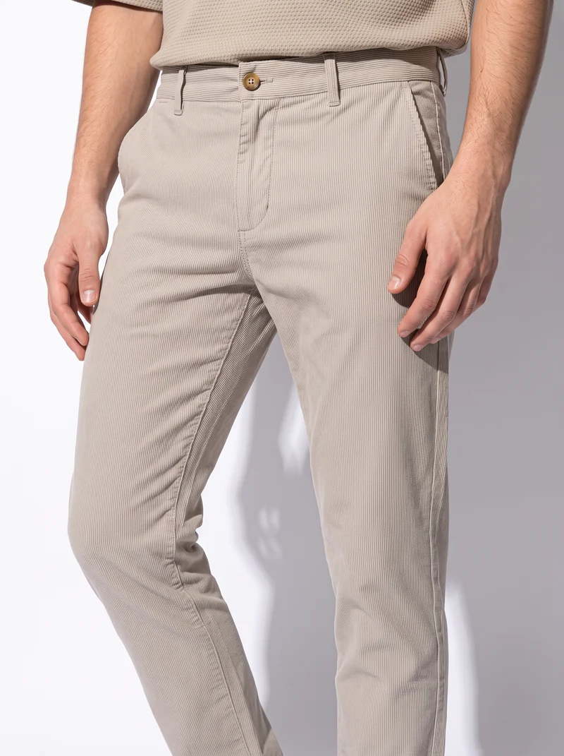 Pantaloni Chino Slim Fit a Righe - Beige