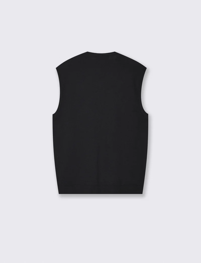 Maglia senza maniche con scollo a V - Nero