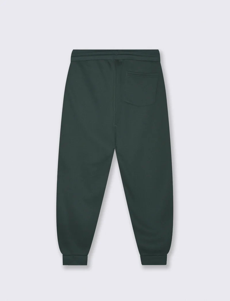 Pantaloni Jogger Basic in Felpa Garzata - Verde scuro
