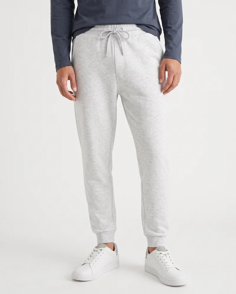 Pantaloni Jogger Basic in Felpa Garzata - Grigio mel.