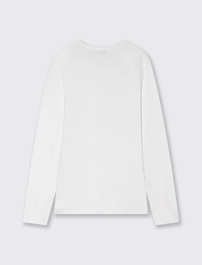 T-shirt basica manica lunga girocollo - Bianco
